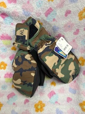Camo Mittens with Grip - Green/Brown